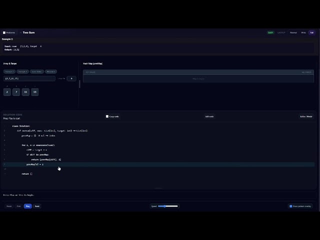 Two sum Leet code problem solution with visualization.