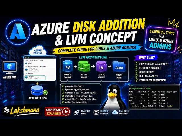 Azure Disk Addition & LVM Explained | Azure Linux Admin Tutorial - Part-8
