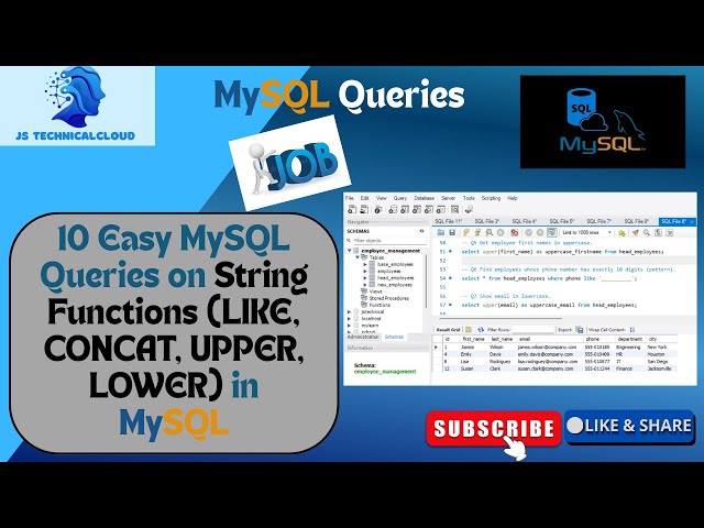 10 Easy MySQL Queries on String Functions (LIKE, CONCAT, UPPER, LOWER) | How to JOIN columns.