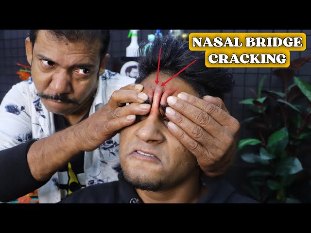 Nasal Bridge Cracking by Asim Barber | Head Massage & Forehead Tapping | Neck Hair Cracking | ASMR