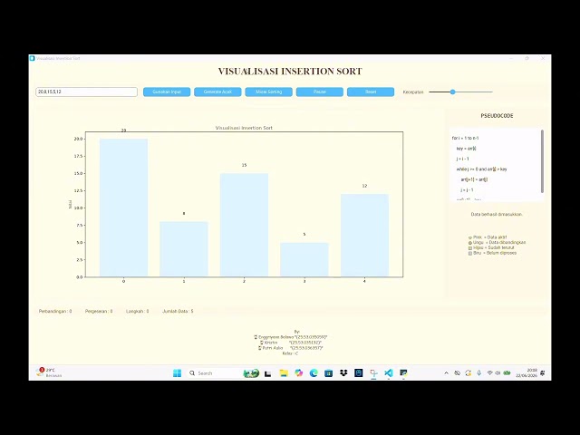 Tugas Uas Video Presentasi Visualisasi Insertion Sort Berbasis Python dg CustomTkinter & Matplotlib 