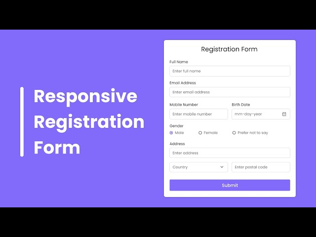 How to Create Responsive Registration Form in HTML & CSS