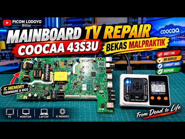 Mainboard TV Repair — COOCAA 43S3U Bekas Malpraktik — Customer From Pacitan Regency, East Java