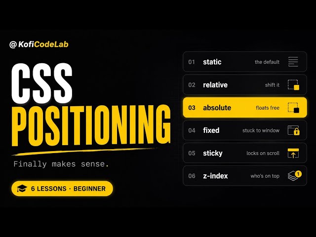 CSS Positioning Explained Simply — static, relative, absolute, fixed, sticky & z-index
