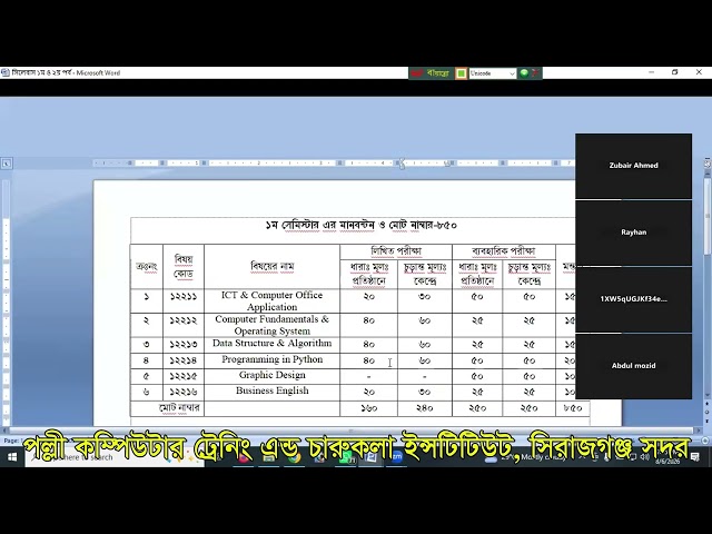 Monitoring Class Regarding Exams/(BTEB)/ICT/Computer Technology 08/06/2026