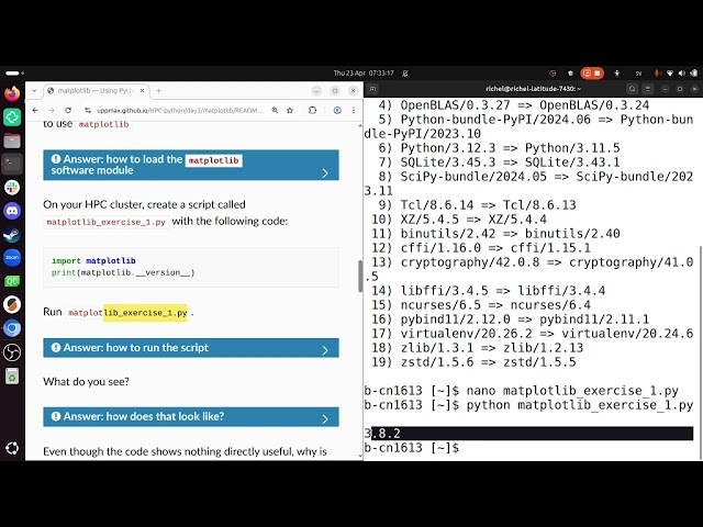 HPC Python's 'matplotlib' session, for Kebnekaise