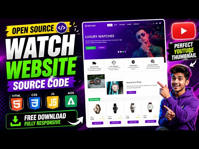 Free Watch Website Source Code | Responsive HTML CSS JavaScript Project