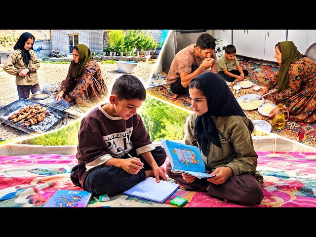 Ali & Farzaneh’s Nomadic Day: Building Our Courtyard, Cooking Magic, and Helping Kids Study