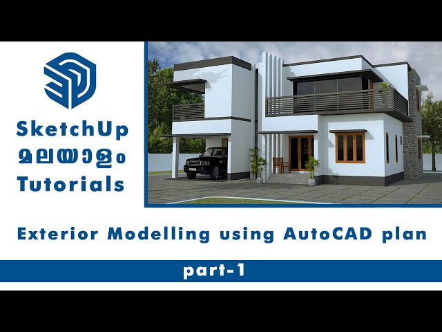 SketchUp Malayalam tutorials: Importing an AutoCad plan and modelling in SketchUp Part-1
