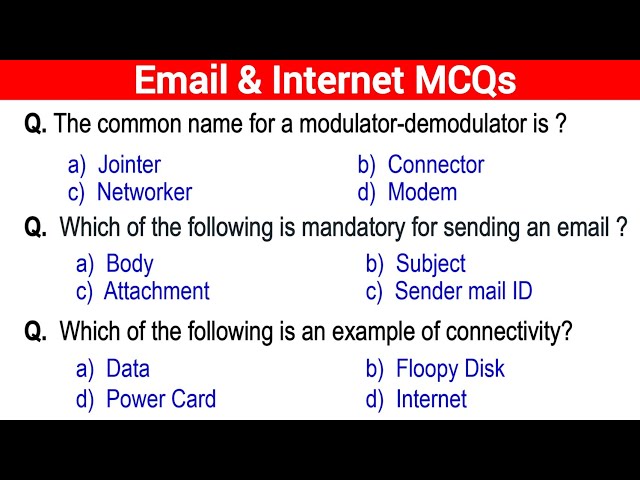 Top 100+ Internet and Email MCQs