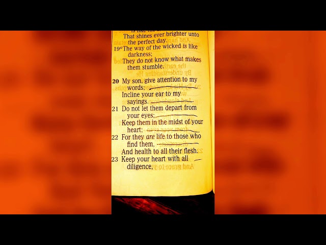Proverbs 4:20-22 (MY son, give attention to MY Words. Keep them in the midst of your heart.)