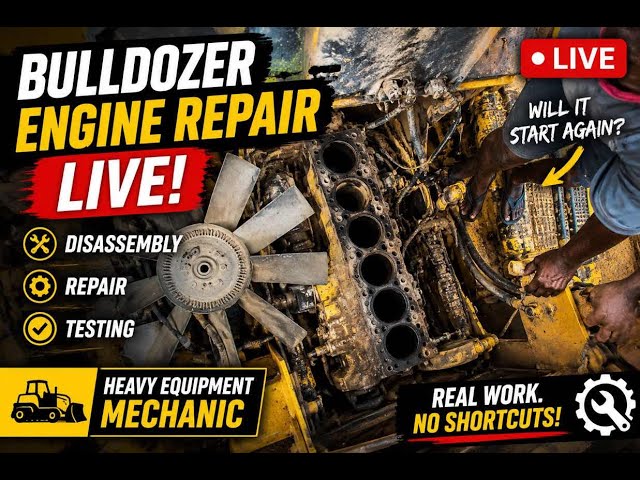 🔴 Bulldozer Engine Repair LIVE | Will It Start Again? 🚜🔧