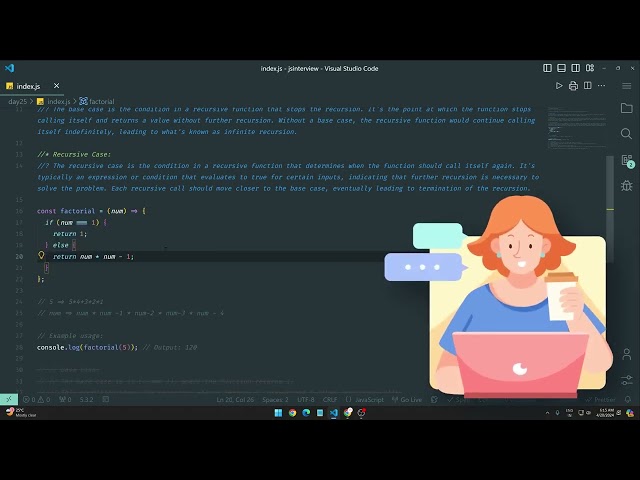 JavaScript Recursion & Factorial Explained🔥100 Days of JavaScript Coding Challenges   Day #25