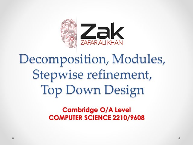 Stepwise refinement, Decomposition, Modules, Top Down Design | AS | By Zak