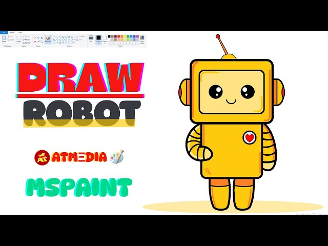 43.Easy MS Paint Tutorial 🎨|  Learn to Draw a Cute Robot Step by Step |MS Paint Cute Robot Art 🤖