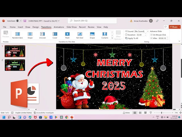 Christmas Day Animation in MS Powerpoint | How to Make Presentation in Powerpoint | Christmas Day