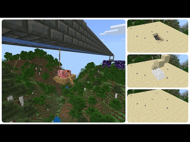 Automatic Sulfur Cube Monorail, Elevator, Hidden Trapdoor, Automatic Elevator - Redstone Tutorial