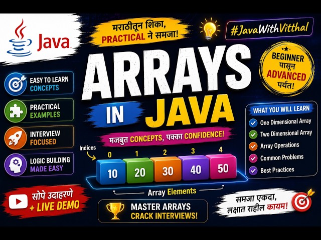 Arrays in Java Explained in Marathi | 1D Arrays | Core Java Tutorial
