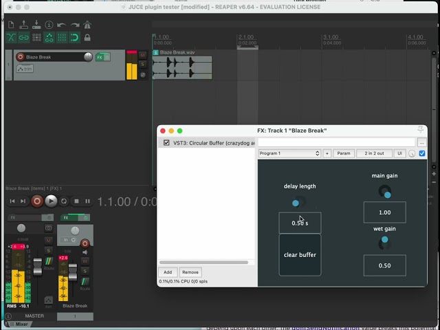 delay plug-in with variable length