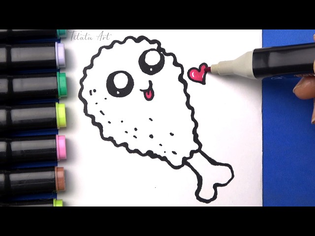How to Draw a Cute Fried Chicken | Easy Drawing Tutorial