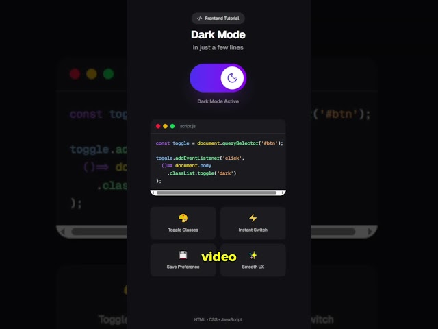 Dark Mode in 3 Lines of JavaScript? 😲 #javascript #coding #tutorial