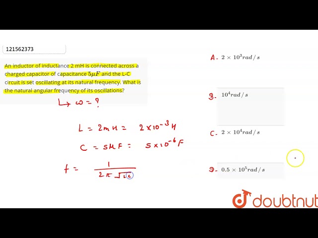 An inductor of inductance 2 mH is connected across a charged capacitor of capacitan