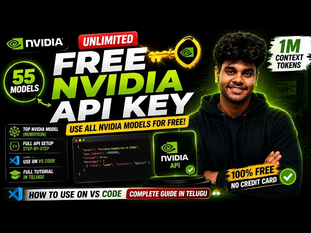 Use NVIDIA AI Models for FREE 🤯 1M Context + VS Code Setup | Build Entire Ai Project Telugu