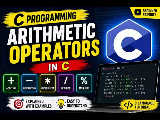 Arithmetic Operators in C Programming | +, -, , /, % Explained with Examples | C Tutorial