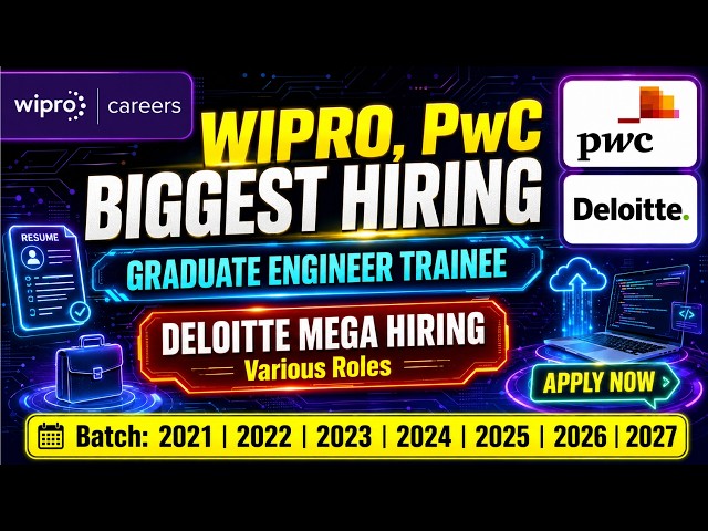 Wipro, PWC Biggest Hiring Only Freshers | Deloitte Multiple Roles Hiring For Any Graduate Freshers