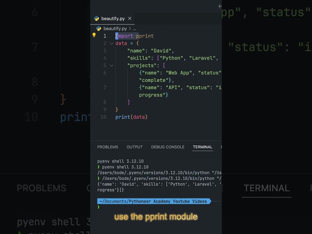 Python Tip: PPRINT ?? #coding #programminglanguage