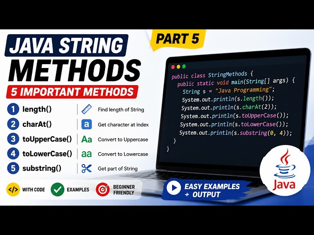 Java String Methods in Hindi | 5 Important String Methods with Examples | Java Tutorial #5