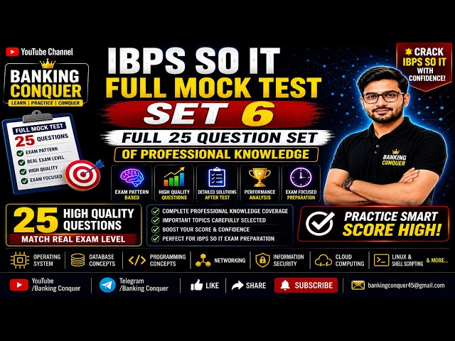 IBPS SO IT 2026 Mock Test 6 | 25 Most Expected Questions