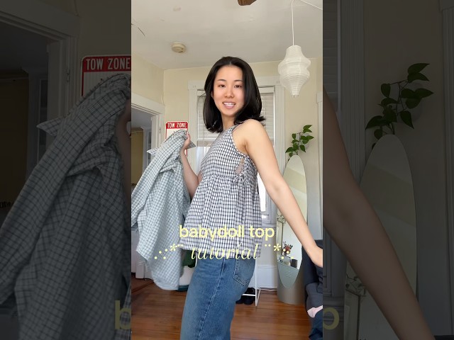 sewing tutorial | babydoll top thrift flip ☺️ #sewing #thriftflip #tutorial #outfitinspo