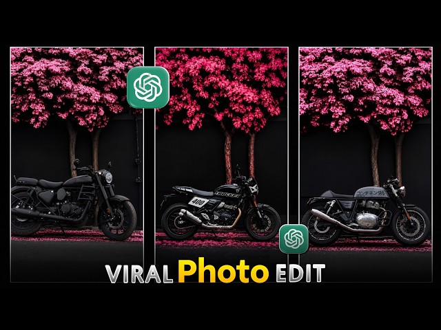 Trending BIKE PINK FLOWERS Background Ai Photo Editing In ChatGPT | Pink Flowers Background Prompt