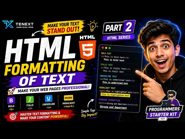 HTML Text Formatting Tutorial for Beginners | BCA & BTech Students | Part 2