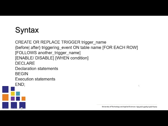 Database Programming: Trigger Topic 2