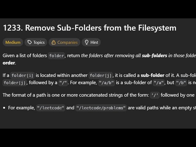 Remove Sub-Folders from the Filesystem | Leetcode 1233 | Java Solution | Leetcode Daily Problem
