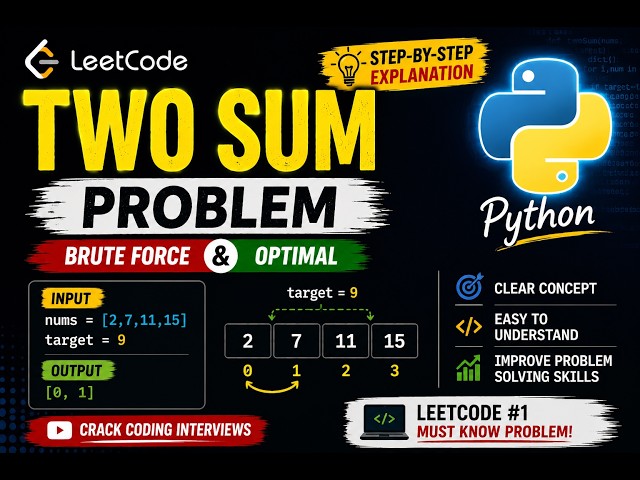 LeetCode Two Sum #1 in Python 🔥 | Brute Force & Optimal Solution | Hindi