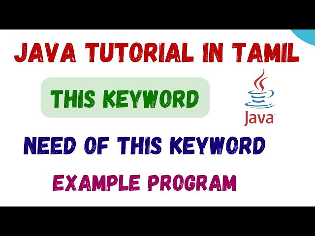 39) This keyword in Java in Tamil | Uses | Example Program