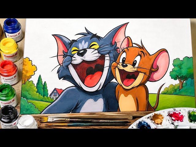 Tom And Jerry Colouring For Kids 😍 | Drawing With Acrylic Colours 