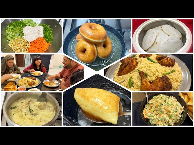 Easy Chicken Mandi, Chicken Korma, Chocolate Donut, Oroti, Mix Salad, Bhature