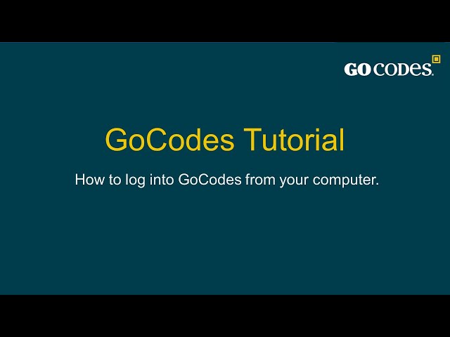 1  Log into GoCodes from your Computer