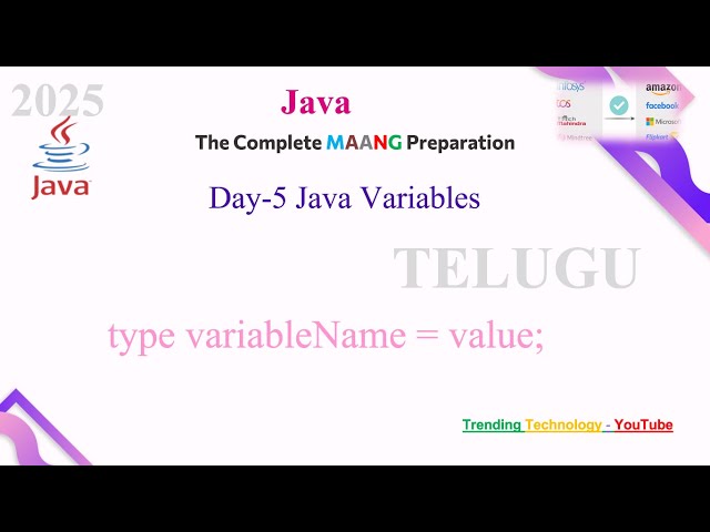 Java Variables in Action: Real World Examples #bsktrending #telugu #google #amazon #java #variables