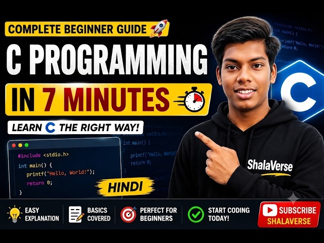 Learn C Programming Basics in 7 Minutes 🚀 | Complete Beginner Guide (Hindi)