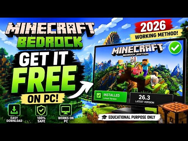 How To GET Minecraft BEDROCK For FREE On PC (2026)