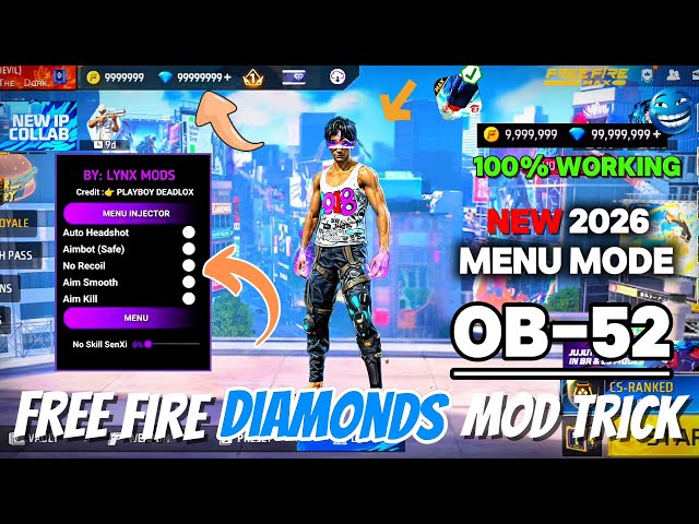 FREE FIRE NEW MOD MENU🔥|| FREE FIRE NEW UNLIMITED DIAMOND HACK💎 || MOD MENU APK 2026