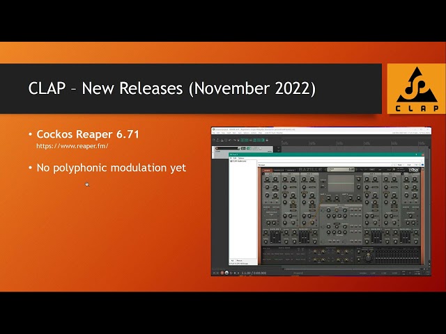 CLAP - Clever Audio Plugin - News November 2022 - Reaper, Bazille, VCV-Rack, Cardinal, yabridge