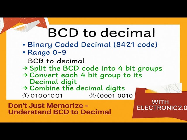 BCD to decimal conversion | number system conversion @Electronic2.