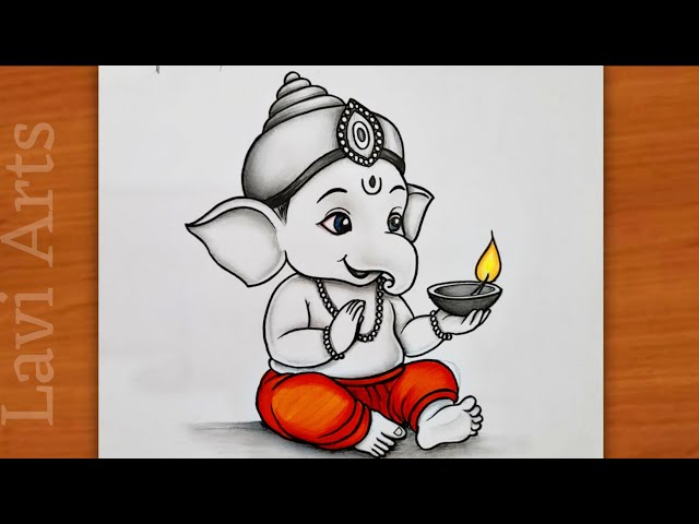 How to Draw Ganapti  Ganesh With Diya | diwali drawing | Easy Pencil Drawing | chitra | Happy diwali