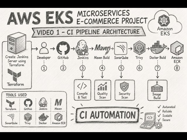 Devops Project Part 1 - AWS EKS Microservices Project | CI Pipeline with Jenkins & Terraform